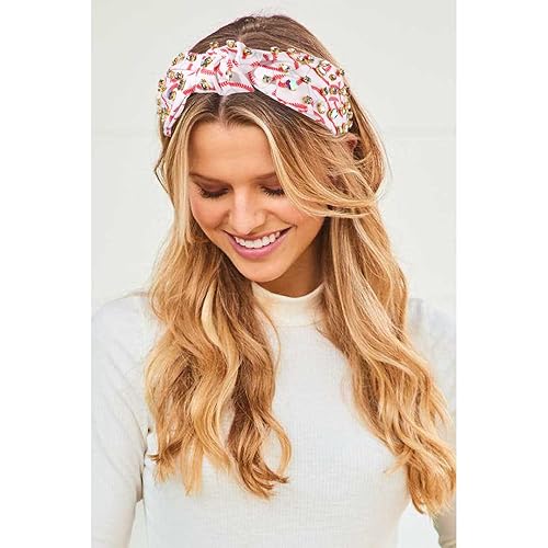 Miniatura 7 de mokkia Diadema de béisbol con diamantes de imitación anudada para mujer, diadema estampada con nudo superior ancho, diadema adornada con joyas