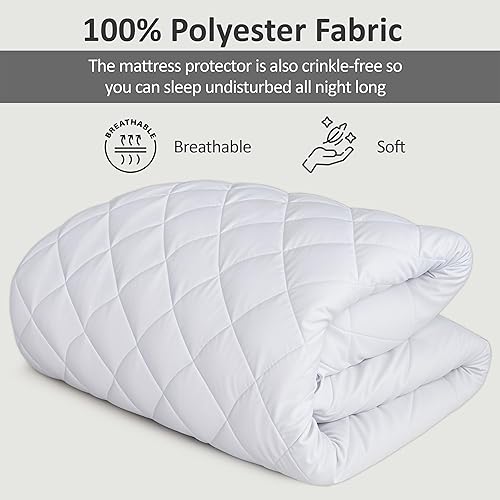 Miniatura 2 de ZOYER Funda de colchón tamaño Queen, protector de colchón acolchado impermeable tamaño Queen, protector de colchón de diseño hexagonal que se estira