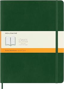 Moleskine Notebook, Extra Large, Ruled, Myrtle Green, Soft Cover (7.5 x 9.75)