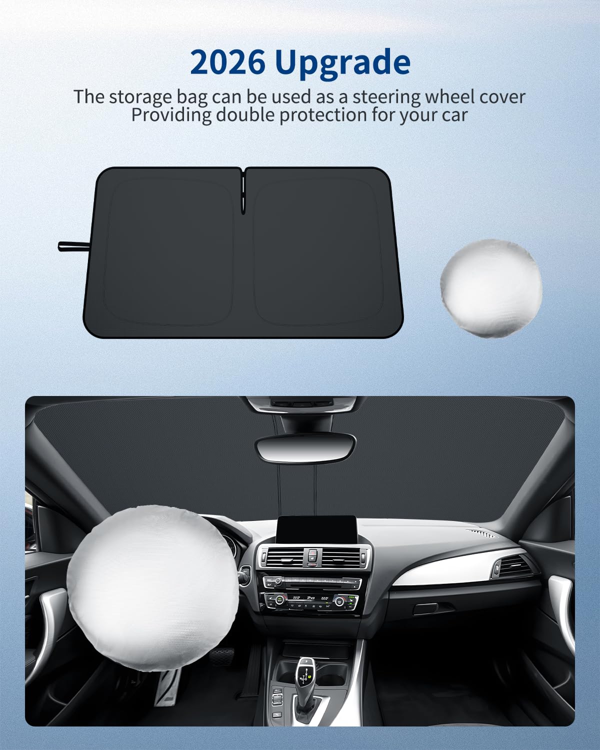BIBIBO Compatible avec BMW Série 1 F20 F40 / Série 2 F22 F44 2011-2019, Protection Solaire, Pare-Brise Avant, Parasol de Voiture, Tissu Infroissable, Pare-Soleil intérieur, Pare-Brise BMW 1 pièce