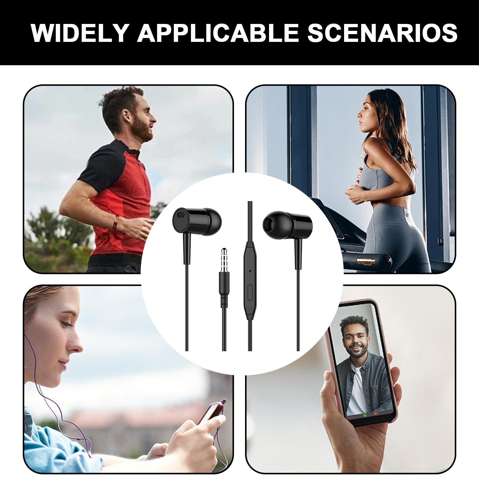 Auricolari con filo - controllo volume cavo auricolare | Cuffie auricolari con isolamento acustico e microfono. Cuffie ergonomiche suono chiaro e cavo stabile per chiamate musicali e uso quotidian