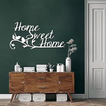 Home Sweet Home Wall Decor, Metal Letters Wall Decor, Inspirational Wall Decor, Modern Metal Wall Art, Words Wall Decor, Minimalist Wall Art, Wall Decor Living Room, Housewarming Gift (Black, 24x12|60x29 cm)