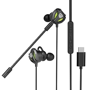 SpinBot BattleBudz C10 Wired in Ear Type-C Gaming Earphones with Detachable Boom Mic | 10mm Drivers | Dedicated Mic Mute Switch