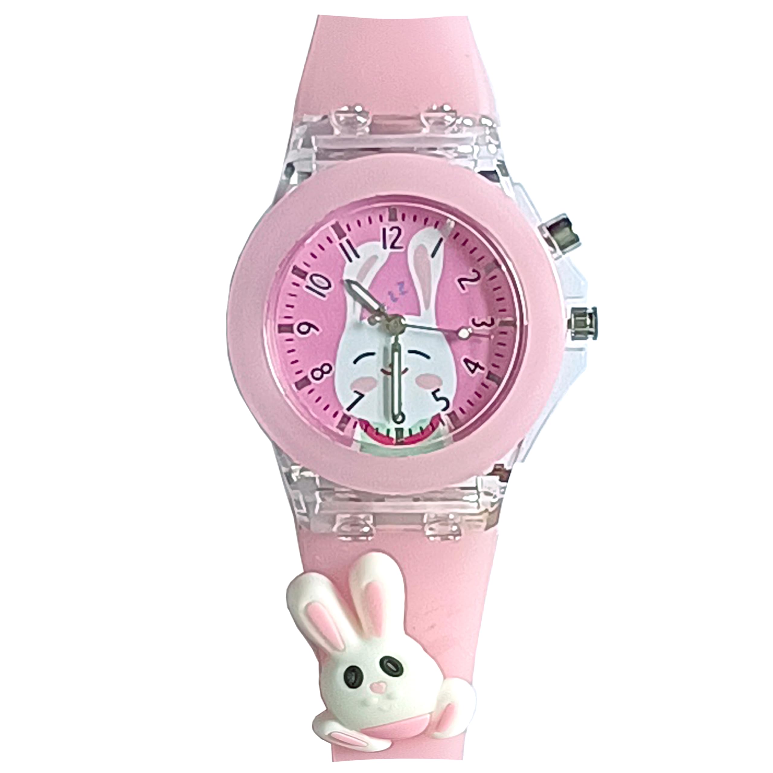 3D Cartoon Character Multicolored Glowing Digital Light and Girl's Analogue Wrist Watch | Unique 3D Cute Cartoon Character on Strap | Soft Silicone Strap | Suitable for Age 3-12 Year Kids