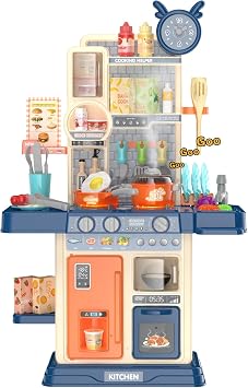 Play Kitchen for Toddlers, Kids Kitchen Playset Toddler Girl Toys with Cooking Stove Steam, Sink and Food Pretend Cooking Set Toy for 3 4 5 Year Old Kid Birthday Blue