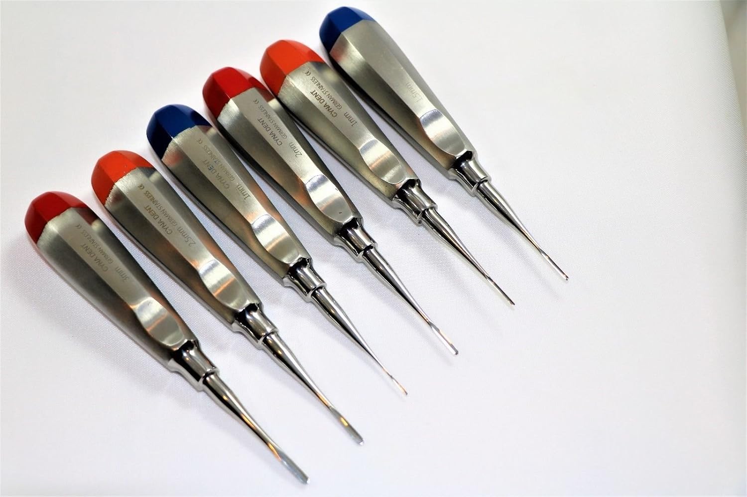 New Premium German 6 Each Straight Dental EXTRACTING LUXATING APICAL Root TIP Elevator 0.75 1 Plus 1.5 Plus 2 Plus 2.5 Plus 3MM CYNAMED