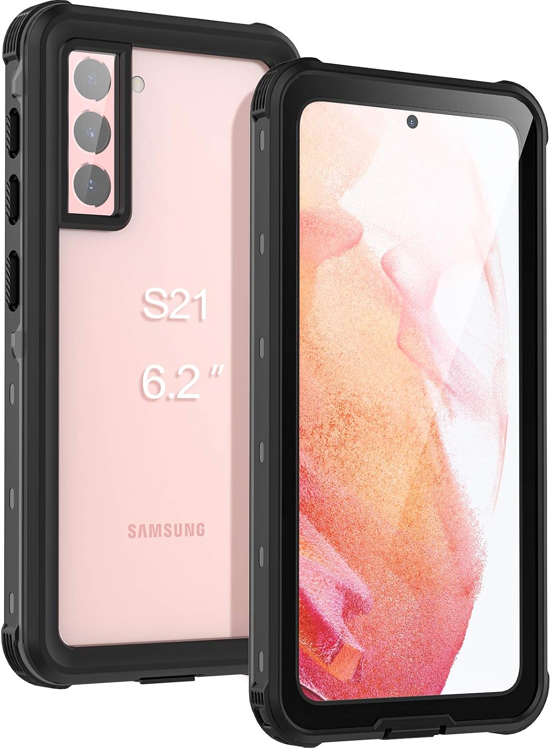 Fansteck Samsung Galaxy S21 Waterproof Case(6.2 inch), Clear Built-in Screen Protector Underwater Case with Fingerprint Film, Full Body Waterproof Dustproof Snowproof Shockproof Case for S21 (Black)
