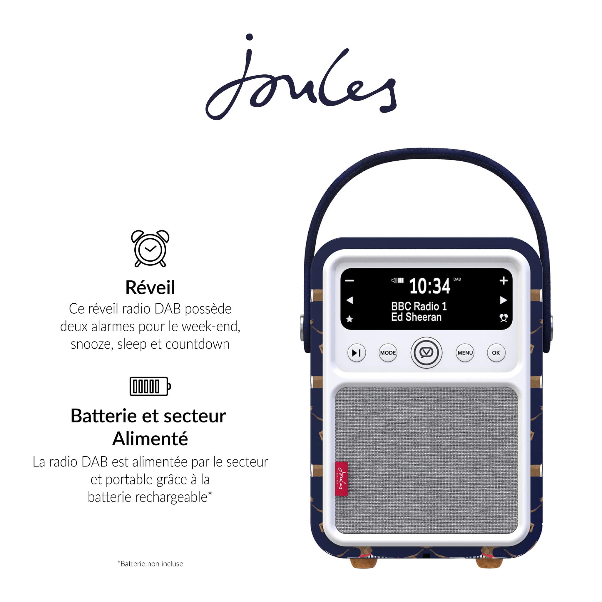 VQ Monty DAB /DAB-radio met Bluetooth, FM en 60 voorkeuren, wekkerradio met USB-poort voor het opladen van apparaten, hoofdtelefoonaansluiting en antenne, houten afwerking en luidspreker 10 W, walnoot