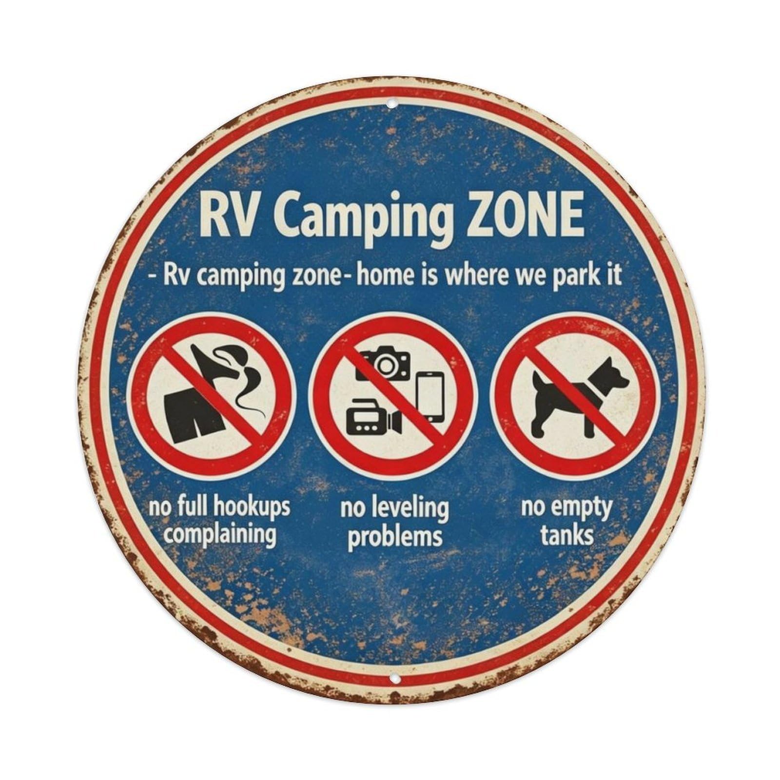Rv Camping Zone Metal Tin Sign Plaque