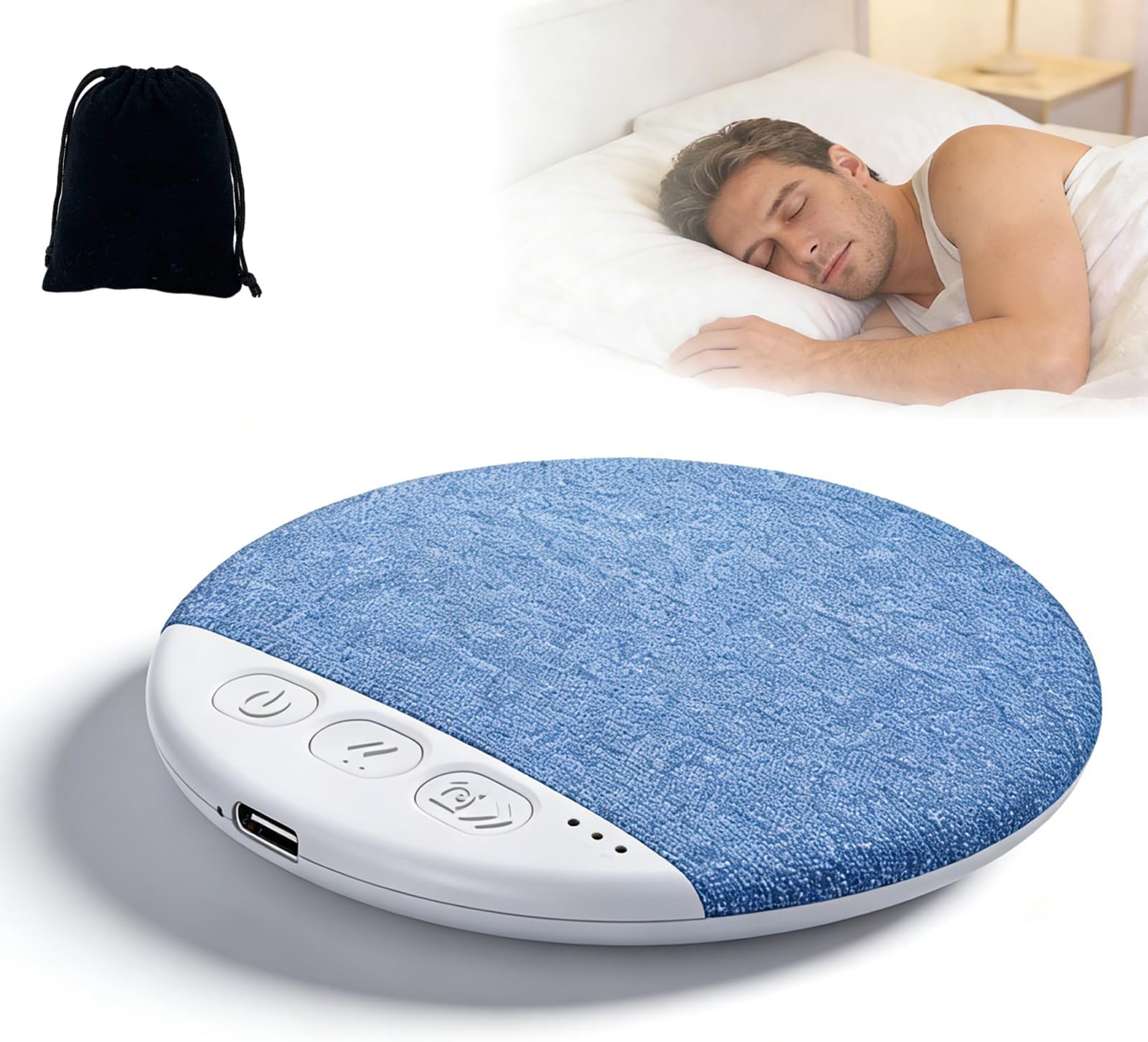 Bluetooth Pillow Speaker for Sleeping, 2026 Upgraded Flat Under Pillow Speakers with Soft Fabric Cover, Stereo Bass for White Noise, Audiobooks & Relaxation (Blue)