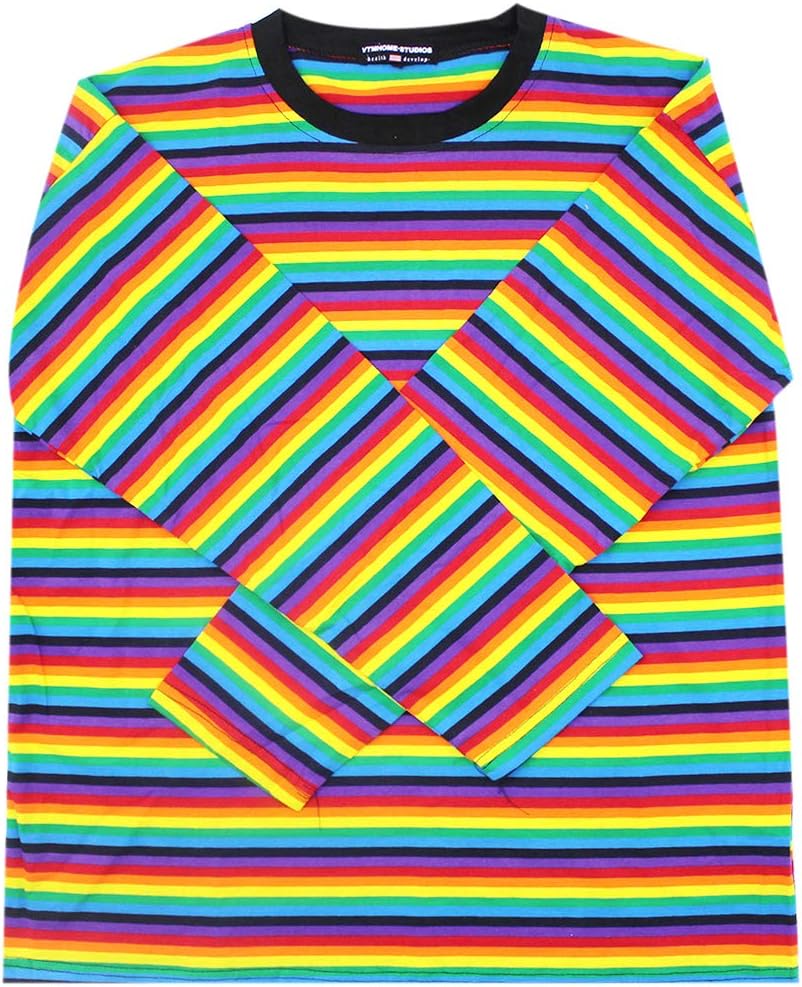 Women Girls Rainbow Striped T Shirt Oversized Long Sleeve Pullover Sweatshirt Tops for Causal Street Wear Festivals - Image 5
