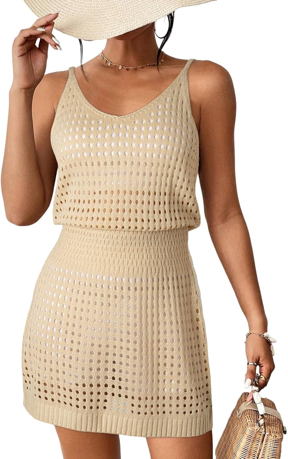 Dokotoo Summer Crochet Hollow Out Knit Beach Bathing Suit Swim Cover Ups Cruise Outfits Vacation Dresses for Women 2026