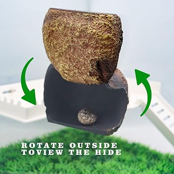 Reptile Tank Accessories Resin Magnetic Rock Hideout for Hermit Crabs & Small Reptiles, Realistic Cave Decor for Terrariums