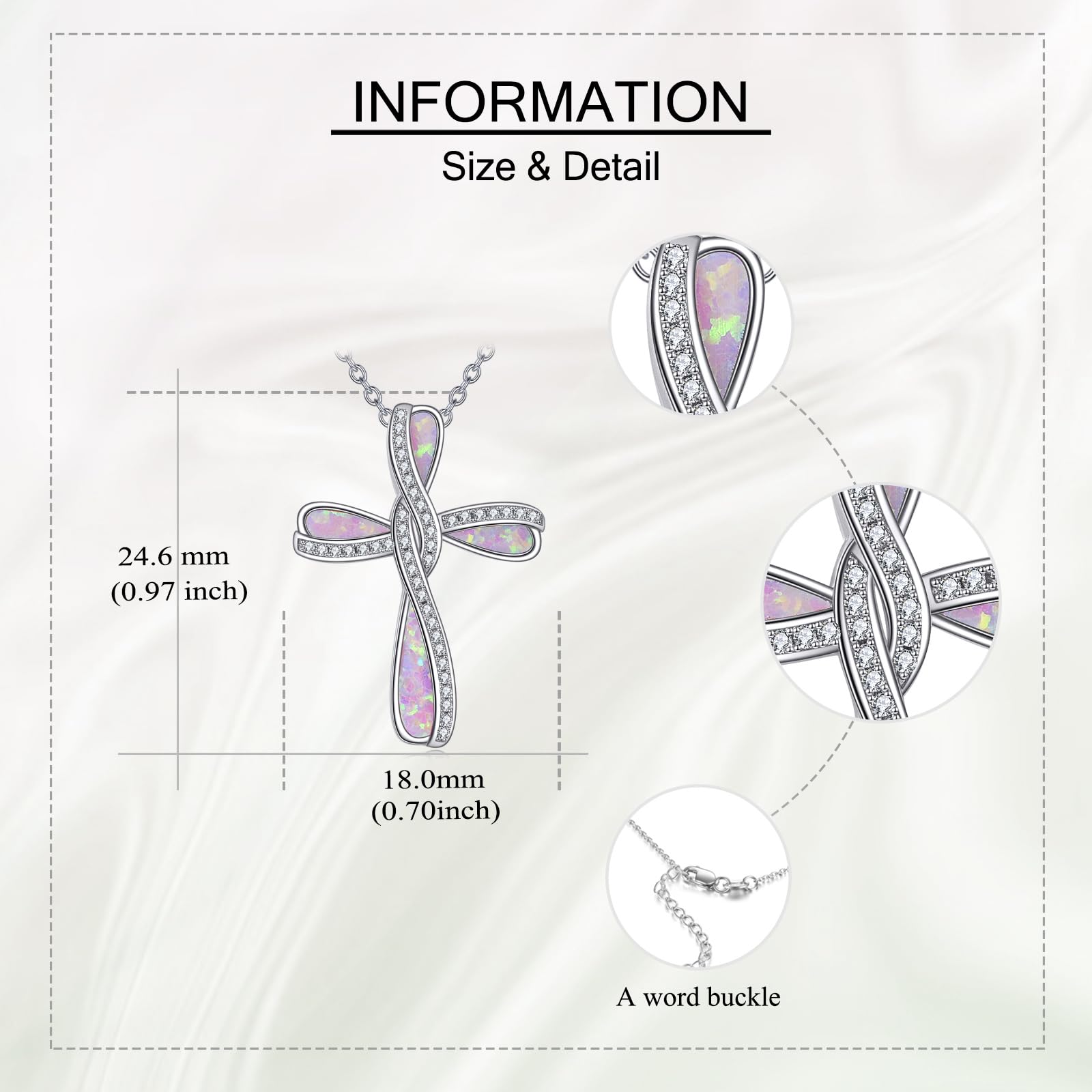 YAFEINI Kreuz Kette Sterling Silber Opal Anhänger Halskette Kreuz Schmuck Geschenk für Damen Frauen Mama