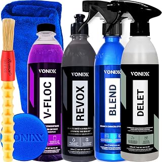 Kit Limpeza Automotiva externa Autos em Geral V-Floc Delet Revox Blend Vonixx