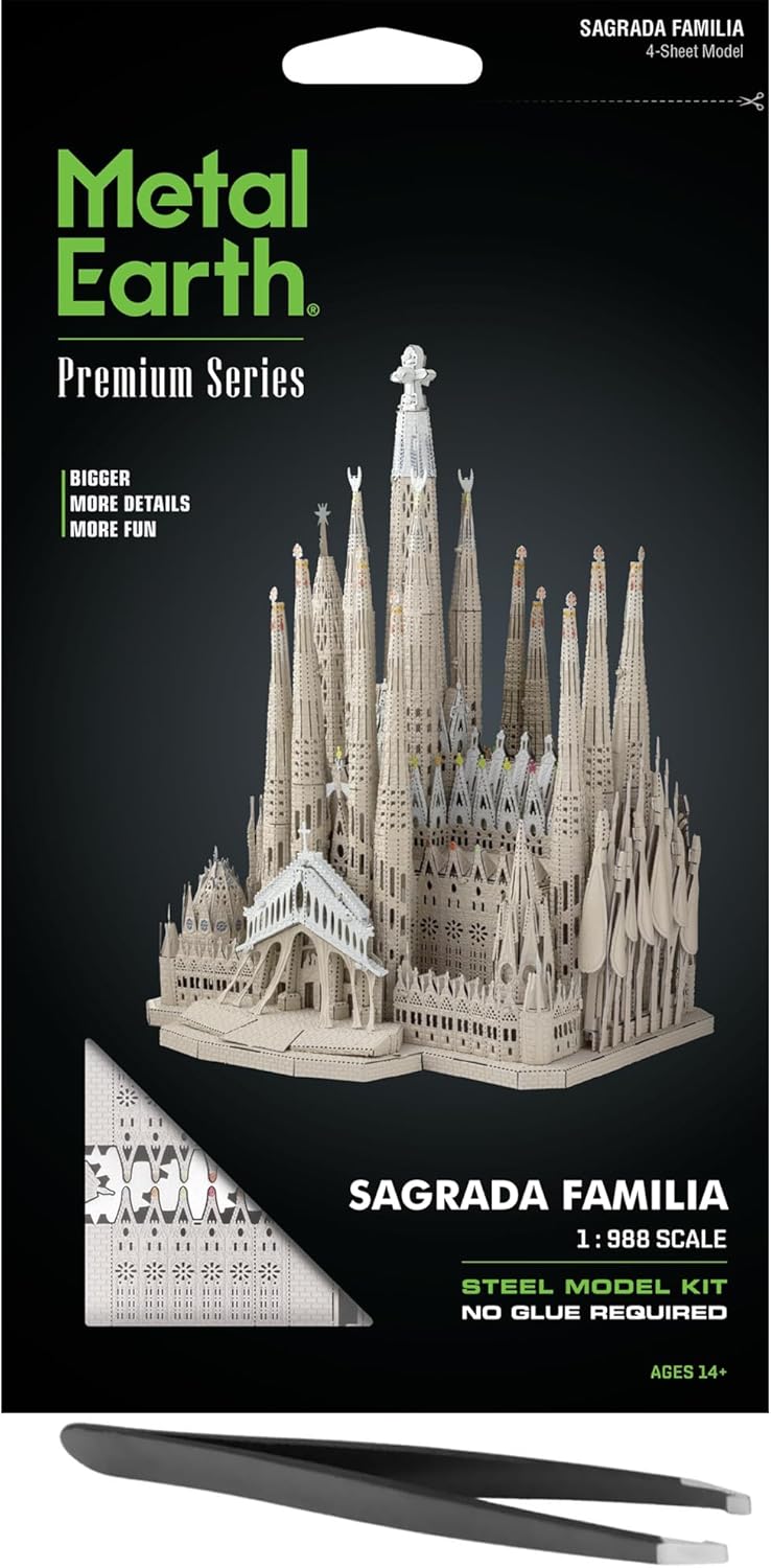 Fascinations Metal Earth Premium Series Sagrada Familia 3D Metal Model Kit Bundle with Tweezers