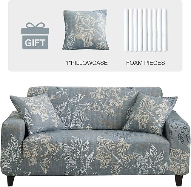 JOYDREAM 1-Piece Stretch Sofa Cover Anti-Slip Couch Slipcovers Elastic Furniture Protector for Armchair/Couch Soft Fabric Settee Covers Couch Cover with 1 Cushion Cover (Medium, Golden branches)