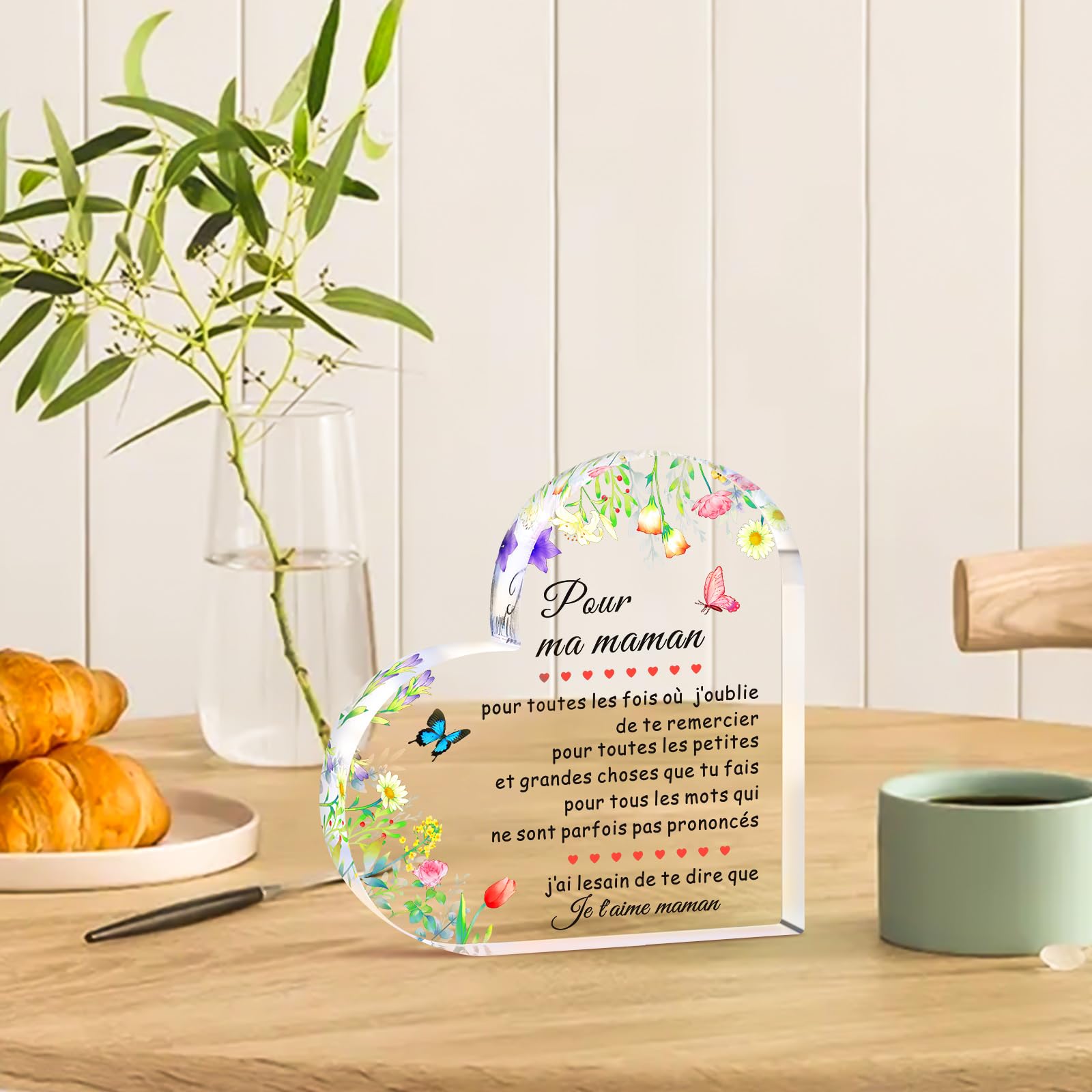 Cadeaux De Fête Des Mères Personnalisés Coeur En Acrylique Transparent