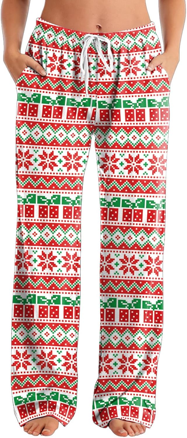 Women Mardi Gras Print Pajama Pants Wide Leg Lounge PJ Bottoms with Pockets & Drawstring