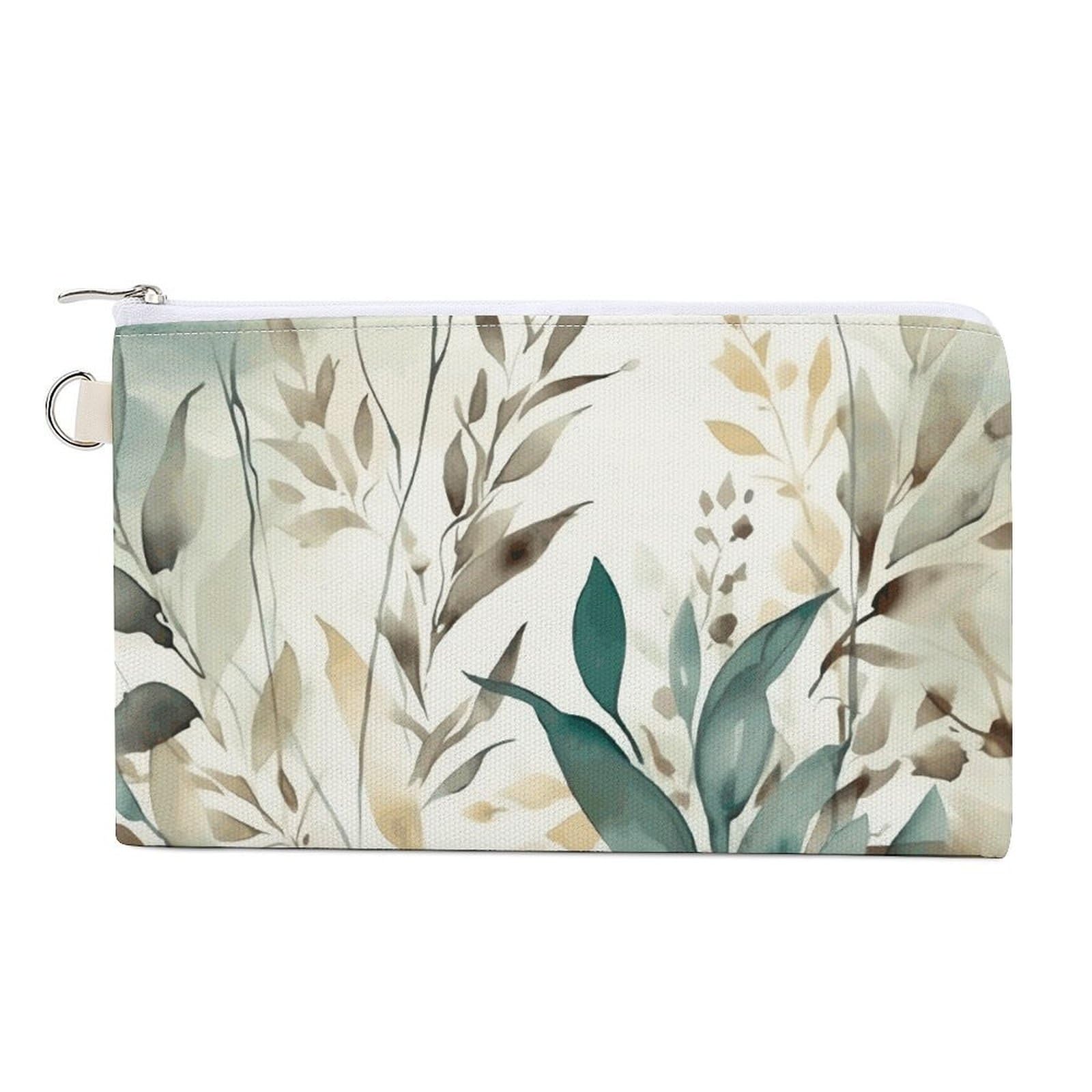 GPFVSJW Leaves on White Background Canvas Wallet, Large Capacity Handbag Long Wallet Bi-Fold Wallet Change Purse Rfid Blocking Credit Card Holder Wallet for Women Men