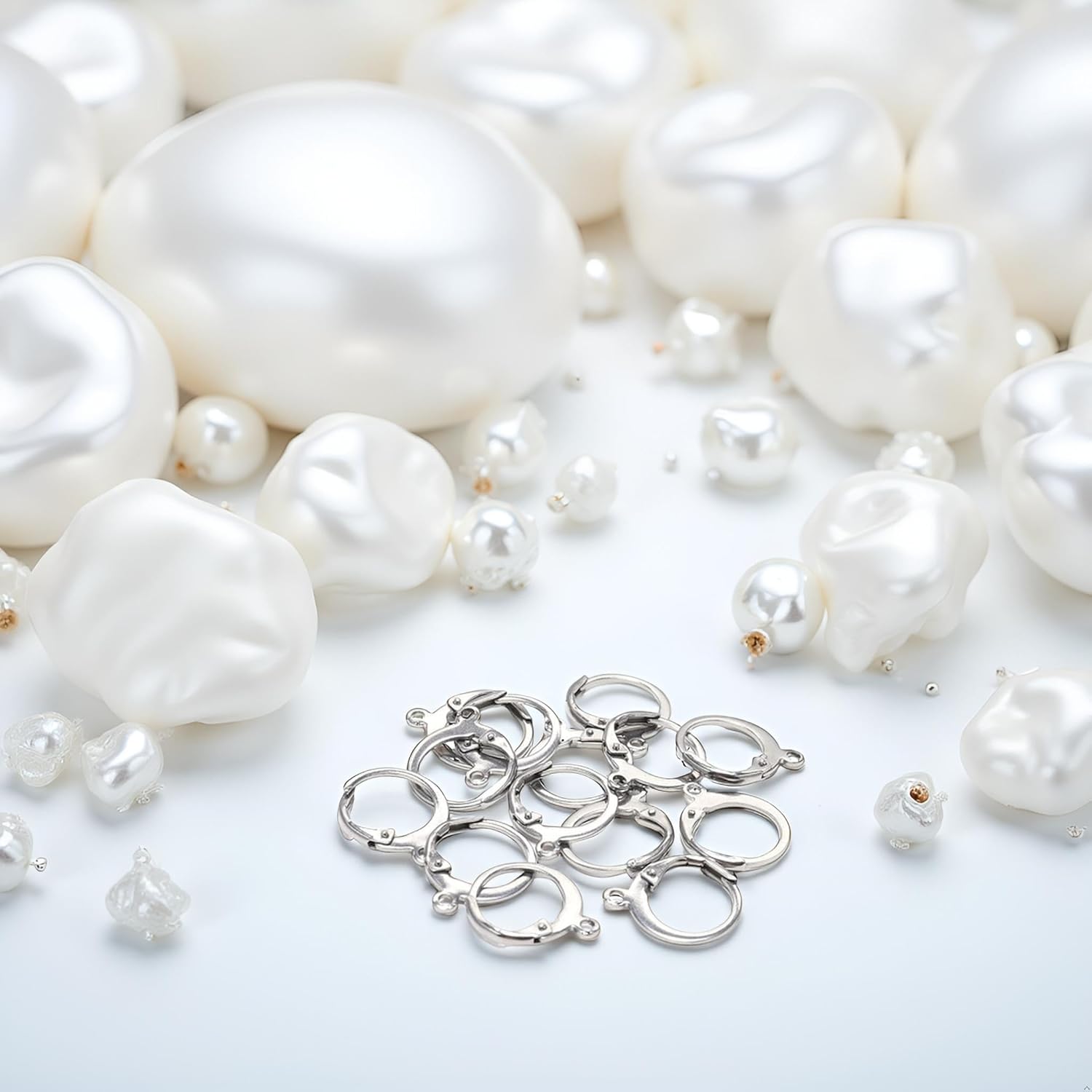 20 Pieces Surgical-Grade Stainless Steel Lever Earring Hooks - Open Loop Findings with 14×12mm Hoop Bases for DIY Jewelry Making Supplies (Silver) - Image 6