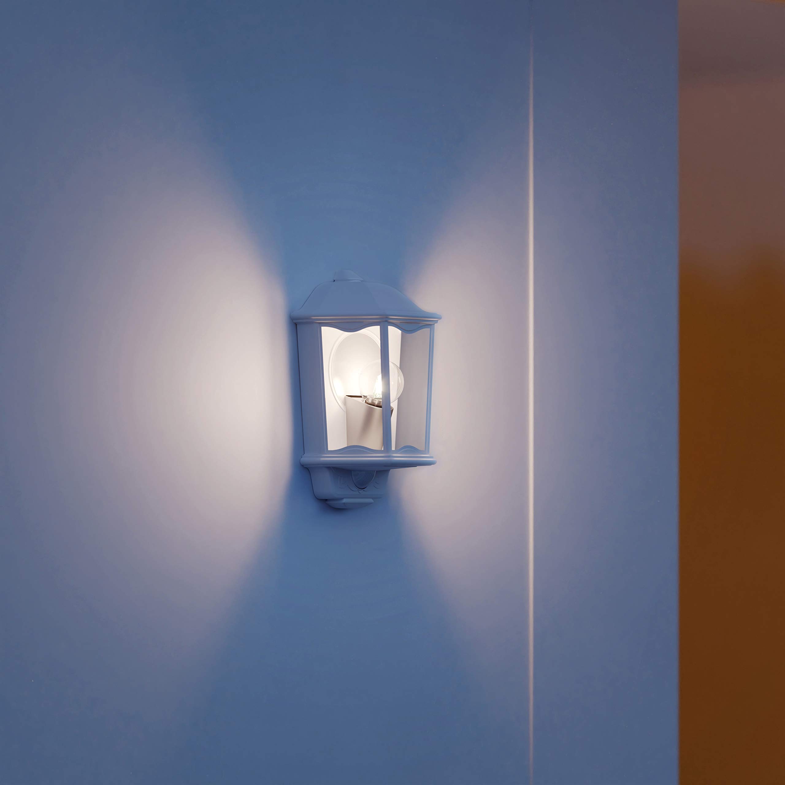 Steinel Außen-Wandleuchte L 190 S weiß, 180° Bewegungsmelder, 12 m Reichweite, Softlicht, Grundlicht, Dauerlicht