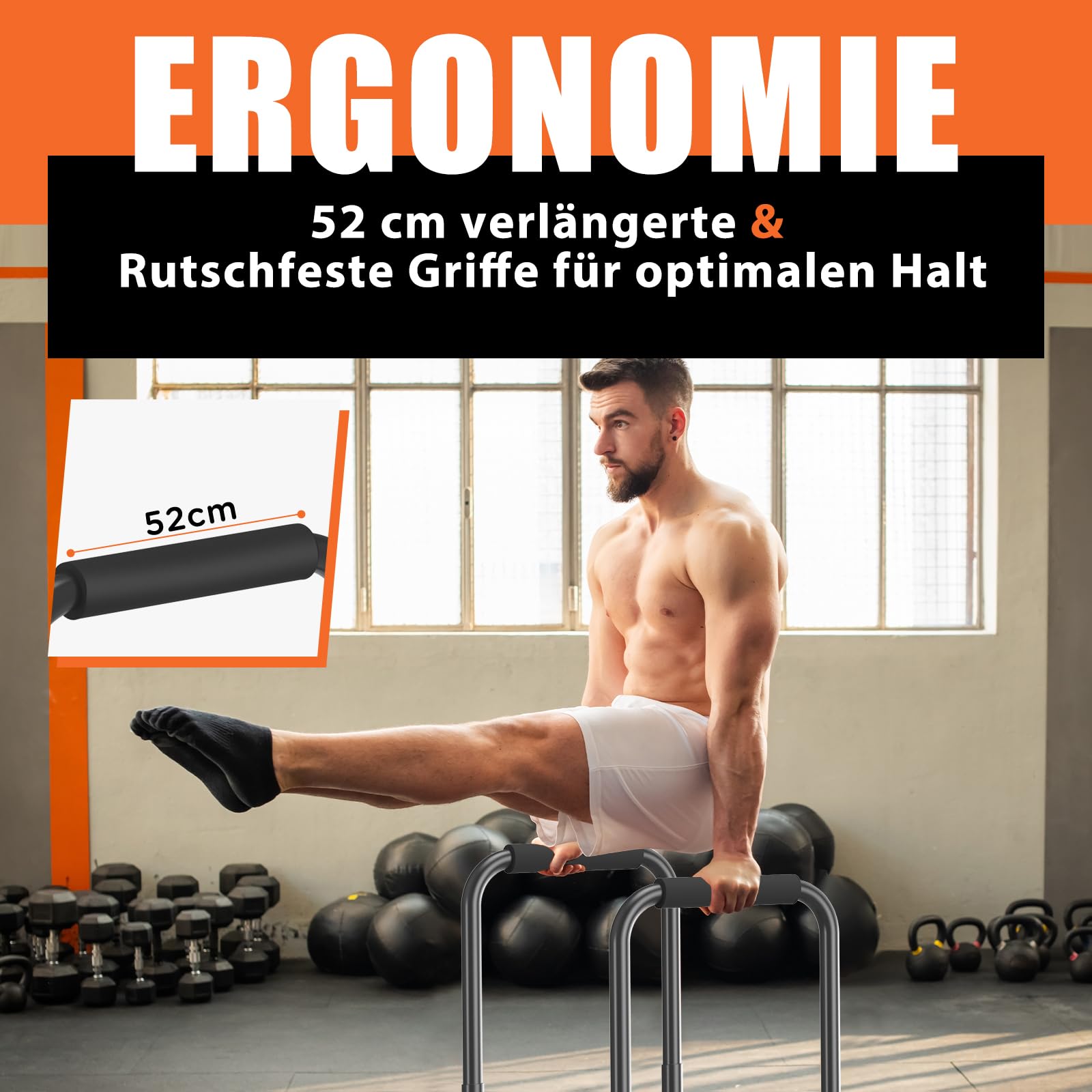 DH FitLife Dip Barren Bars | Dip Stange & Verstellbare Dip-Station 80-90 cm | Parallettes für Calisthenics & Krafttraining | Stabil & Sicher | Indoor & Outdoor Fitness Equipment