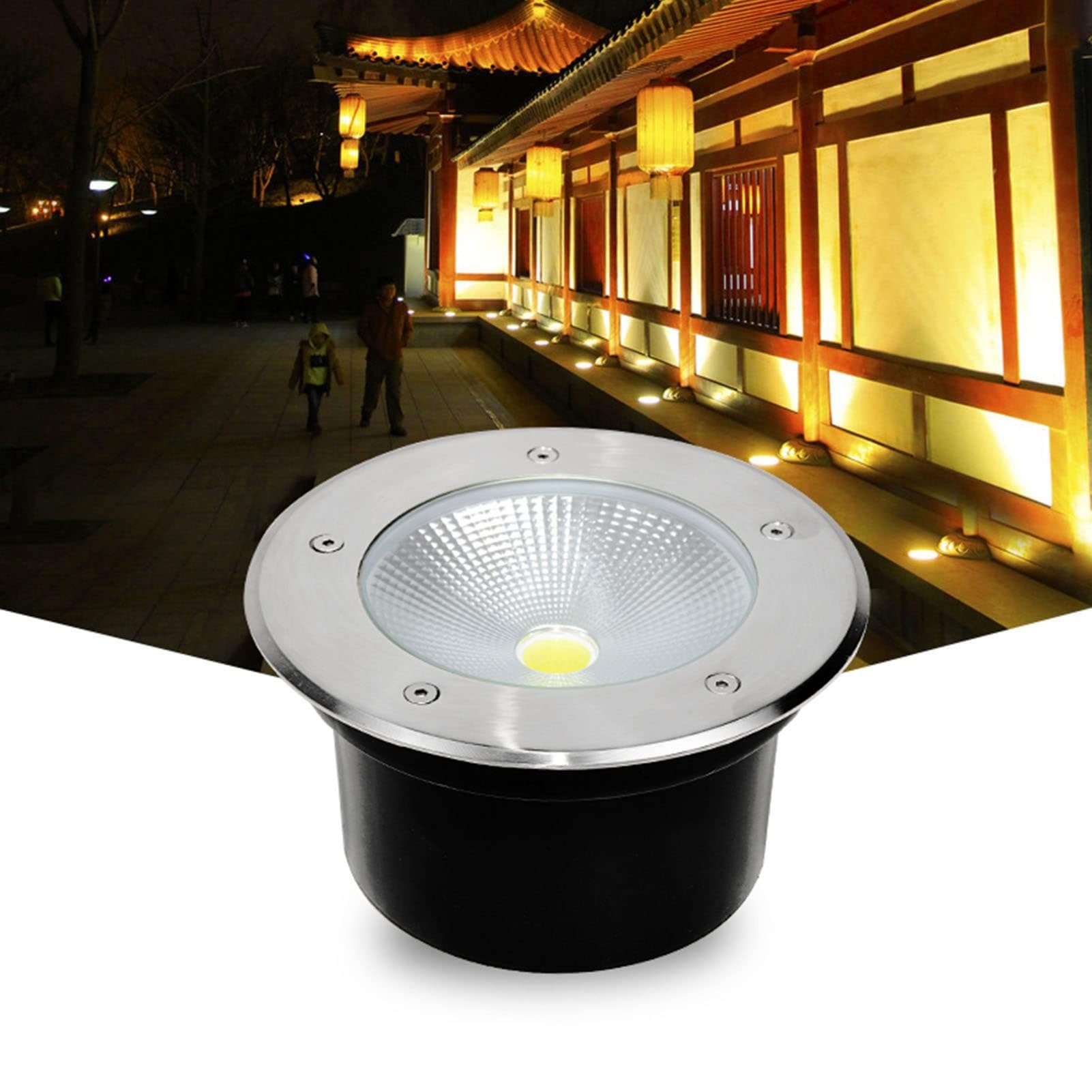 Lampa Gruntowa Led Z Oświetleniem Cob, Lampa Ogrodowa Ac85-110V, Okrągła Lampa Ścienna Ip65, Do Oświetlenia Zewnętrznego, Placu, Podjazdu, Schodów, Tarasu, Dekoracyj,Blue-7W