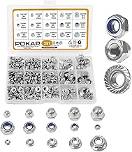 POKAR Tuercas Hexagonales Autoblocantes Seguridad con Anillo de Nylon Acero Set, 291 Piezas