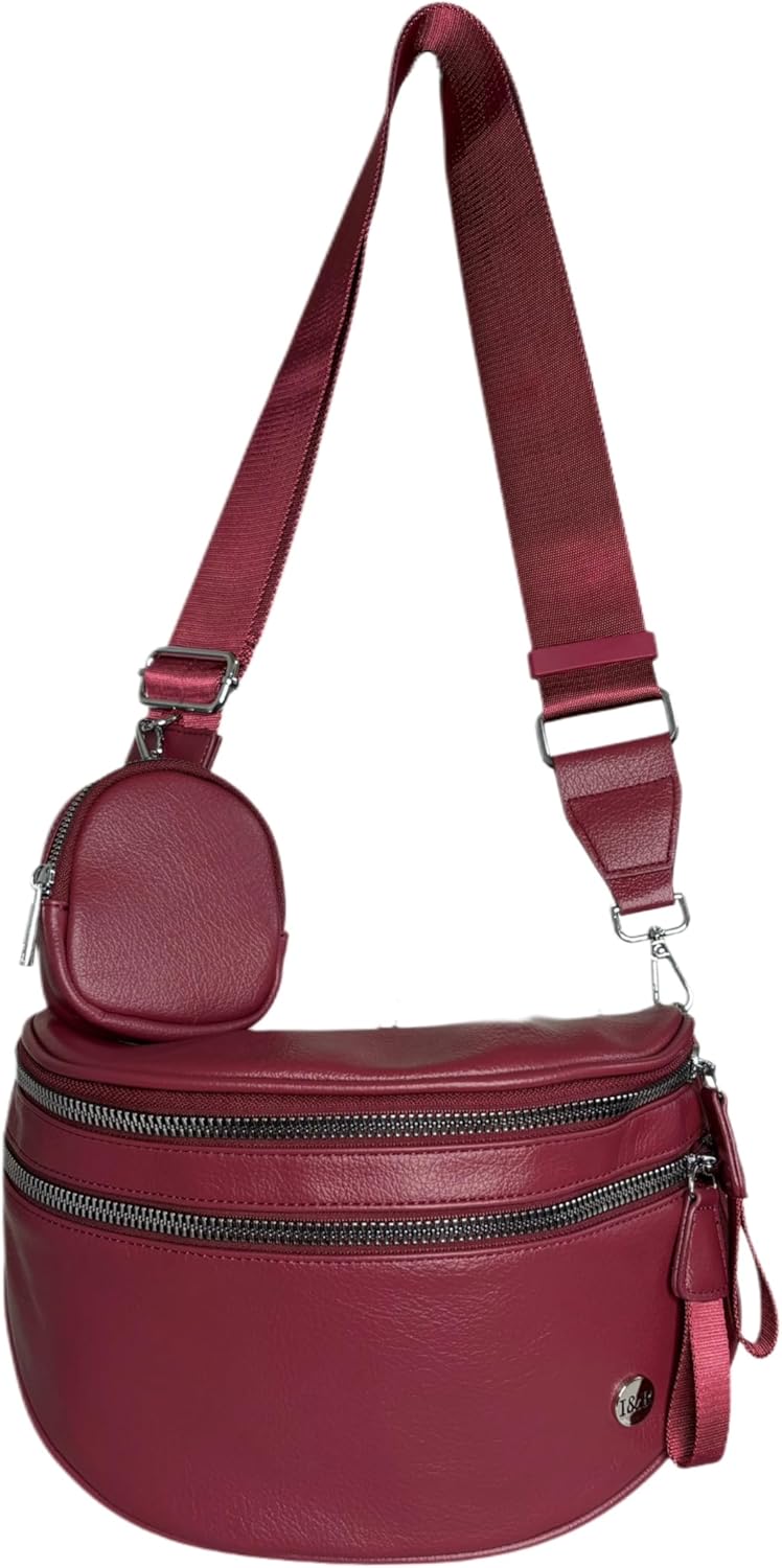 Iris June Best Version Faux Leather Bag (#8063) Detachable Strap Hip Bag with Coin Purse - By Iris & Rainbow