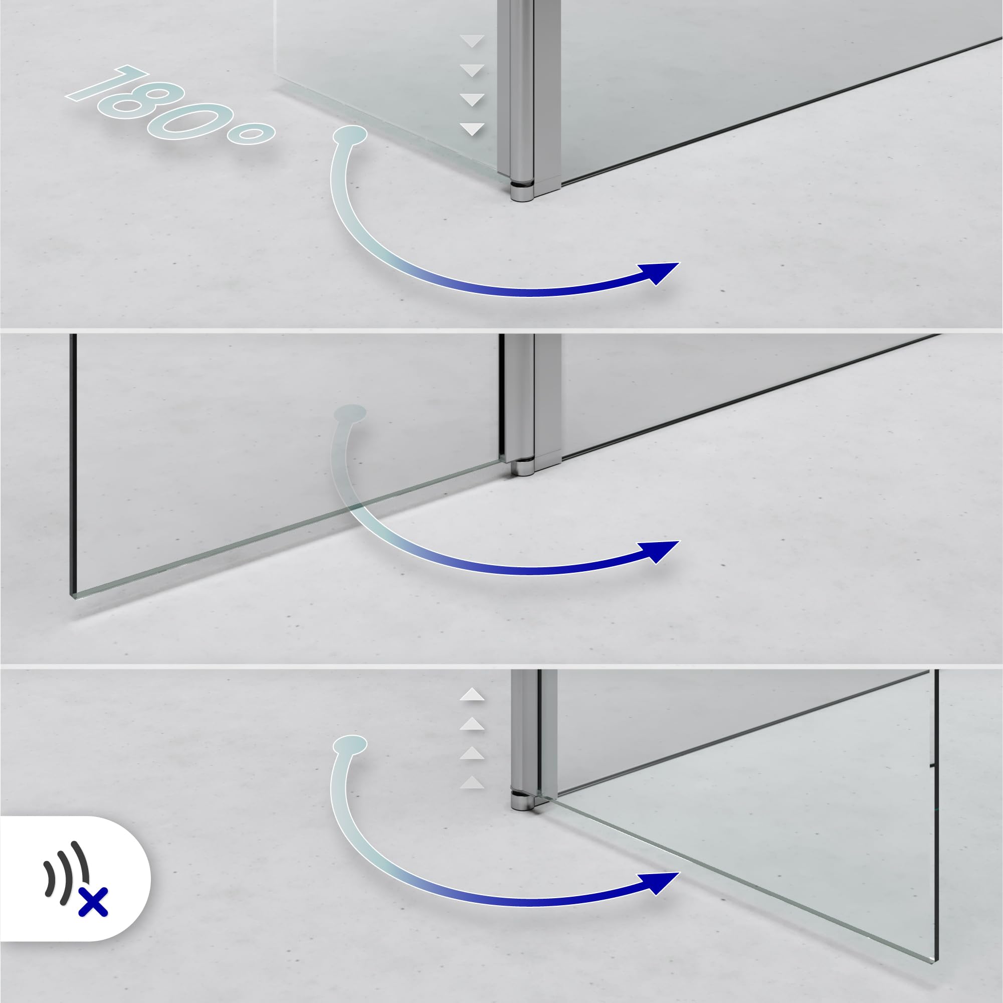 Panel lateral 40 x 200 cm con vidrio transparente 8 mm | Extensión para ducha Walk-In | Perfil rotativo 180°