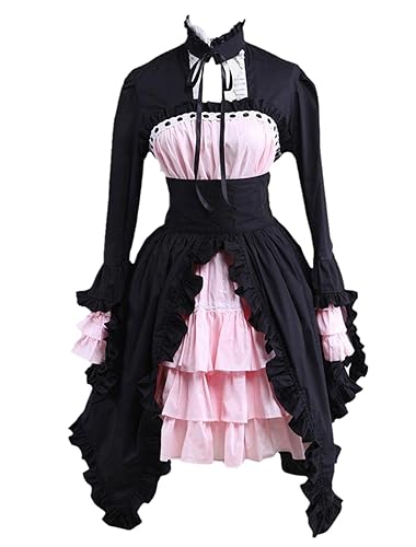 Ainclu Womens Black and Pink Cosplay Gothic Lolita Dress - Medium - Pink and Black
