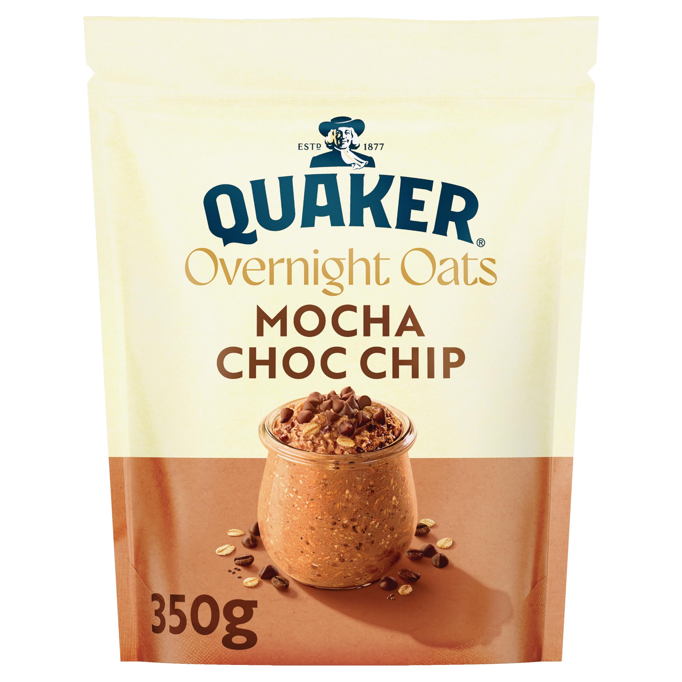 Quaker Overnight Oats Mocha Choc Chip Cereal 350g