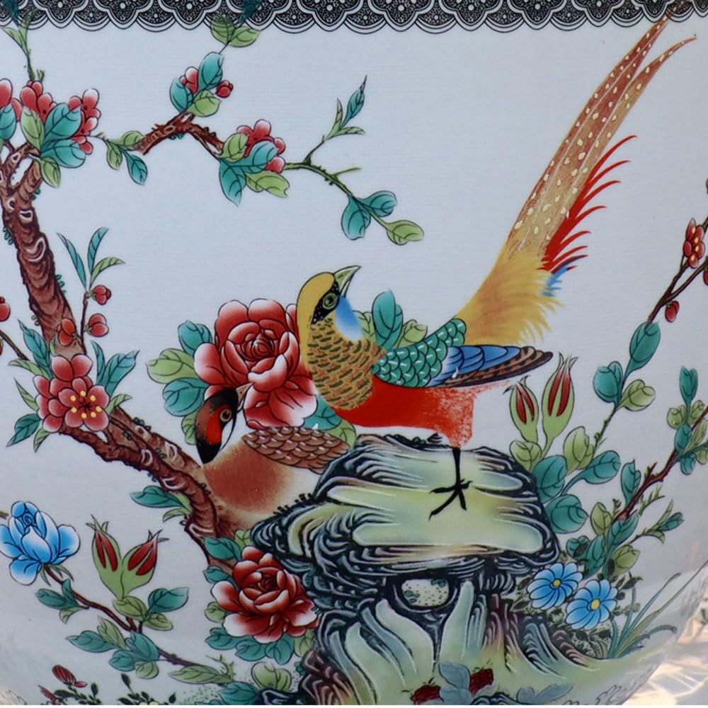 Dekoracyjna doniczka z niebiesko-białej porcelany, doniczka ogrodowa na sukulenty, donica na rośliny urny, donica na rośliny z wzorem kwiatowym i ptaków, mała doniczka ogrodowa na kwiaty, B,