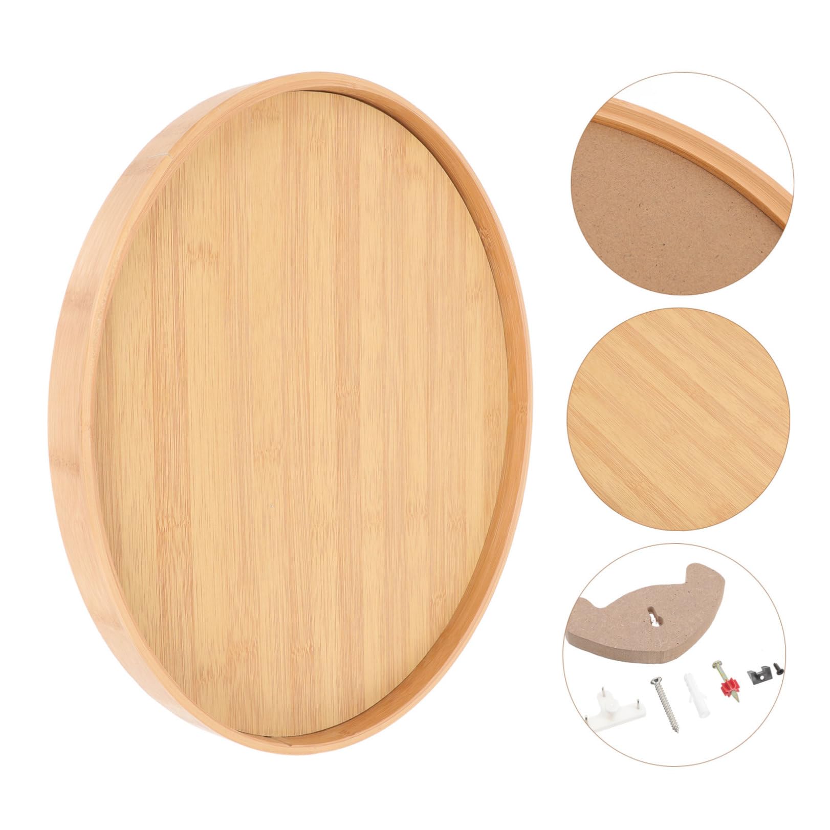 ifundom Cornice Rotonda in Legno di Bambù Naturale 35 Cm Base Stabile, Portafoto Compatto da Tavolo per Esposizione Foto e Dipinti Fai da Te, per Casa, Librerie e Ristoranti