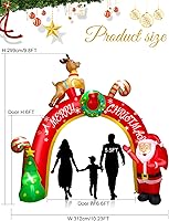 Vista 2 de TOROKOM Decoración Inflable de Navidad de 10 Pies con LEDs Integrados, Decoración Inflable de Patio de Papá Noel, Arco de Navidad, Decoraciones