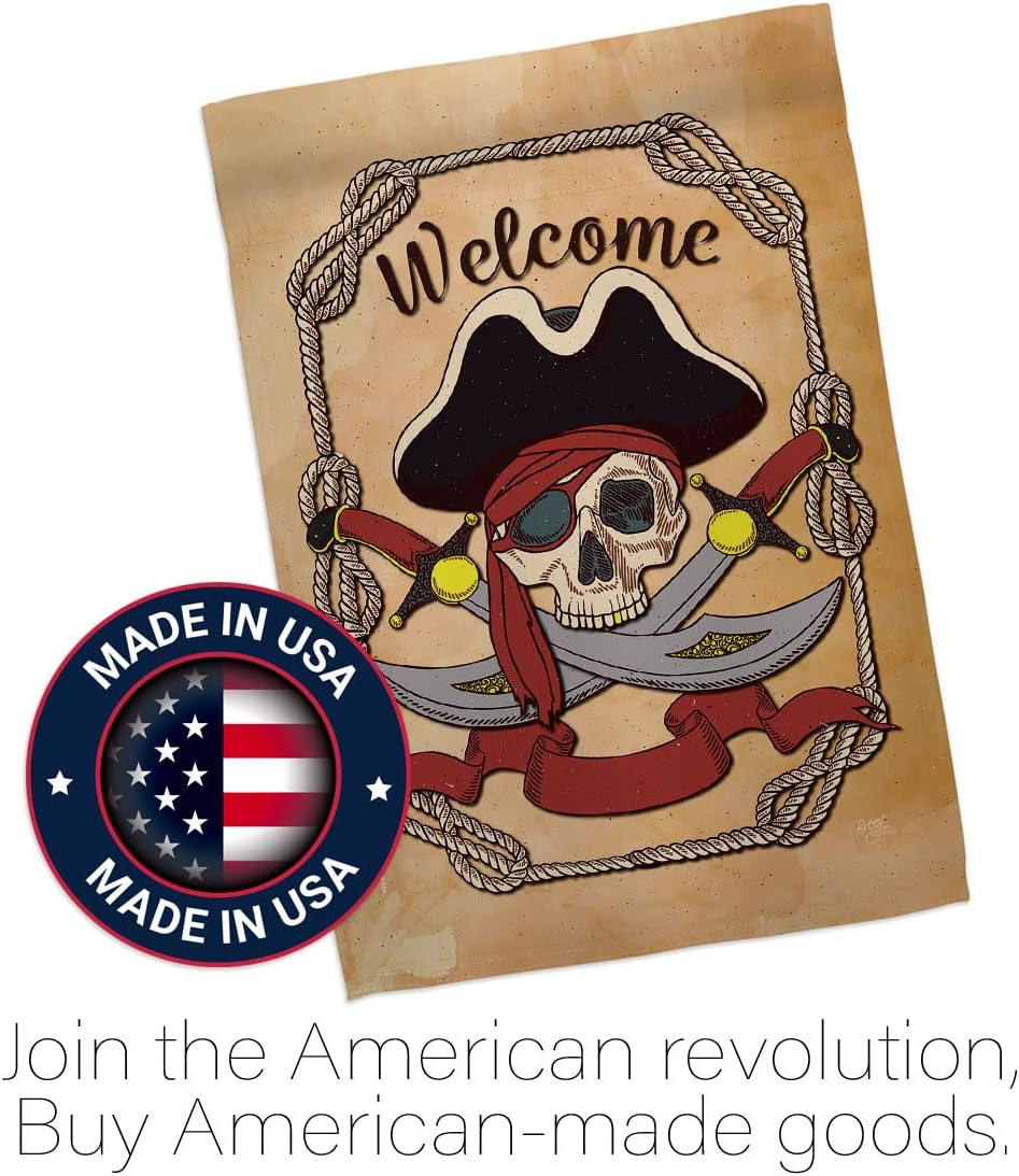 Breeze Decor G157059-BO Ahoy Pirate Coastal Impressions Decorative Vertical 13" x 18.5" Double Sided Garden Flag Printed in USA