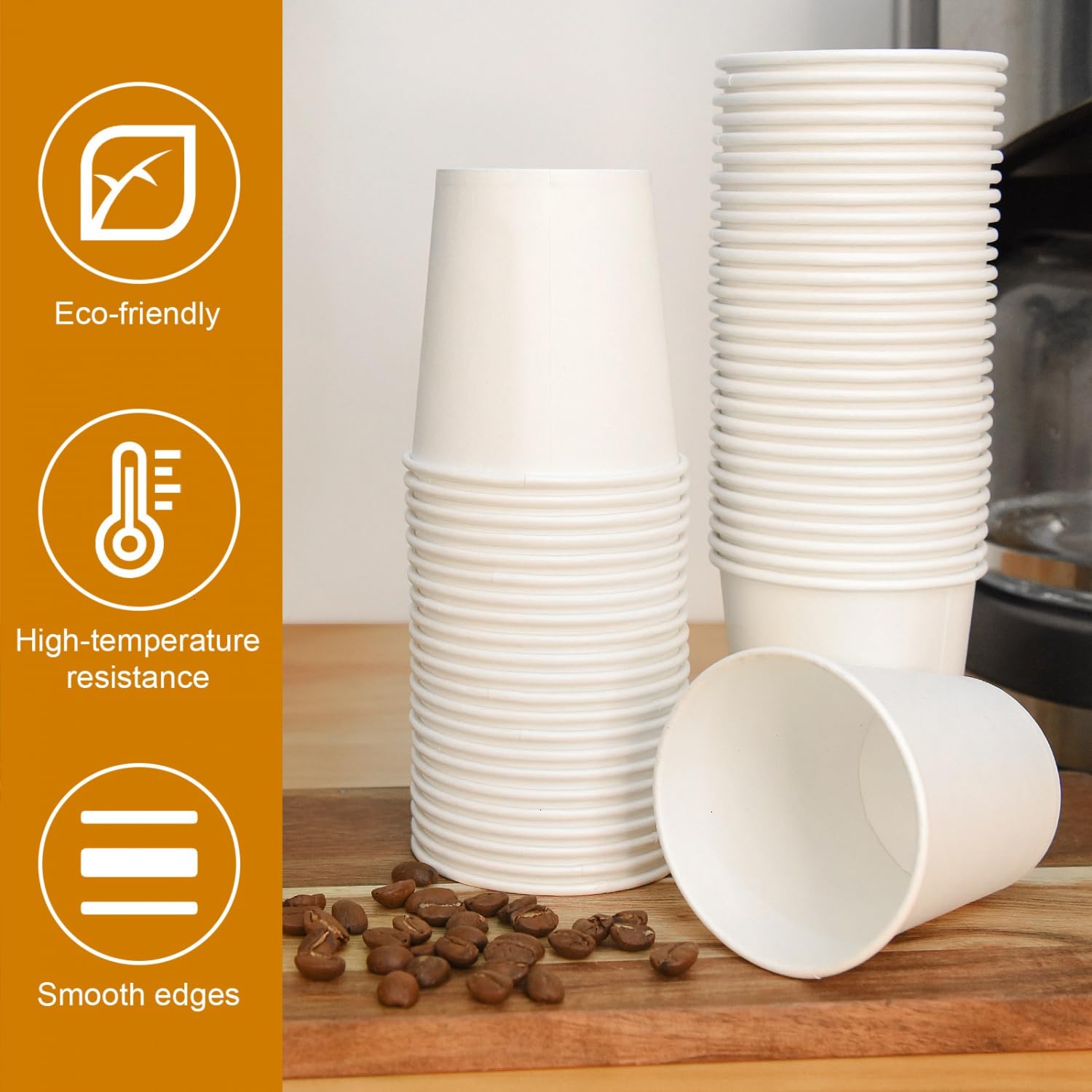 Vumdua 800 bicchieri di carta usa e getta da 170 ml, per bevande calde e fredde, per caffè, tè, succhi di frutta, espresso e cortado (bianco)