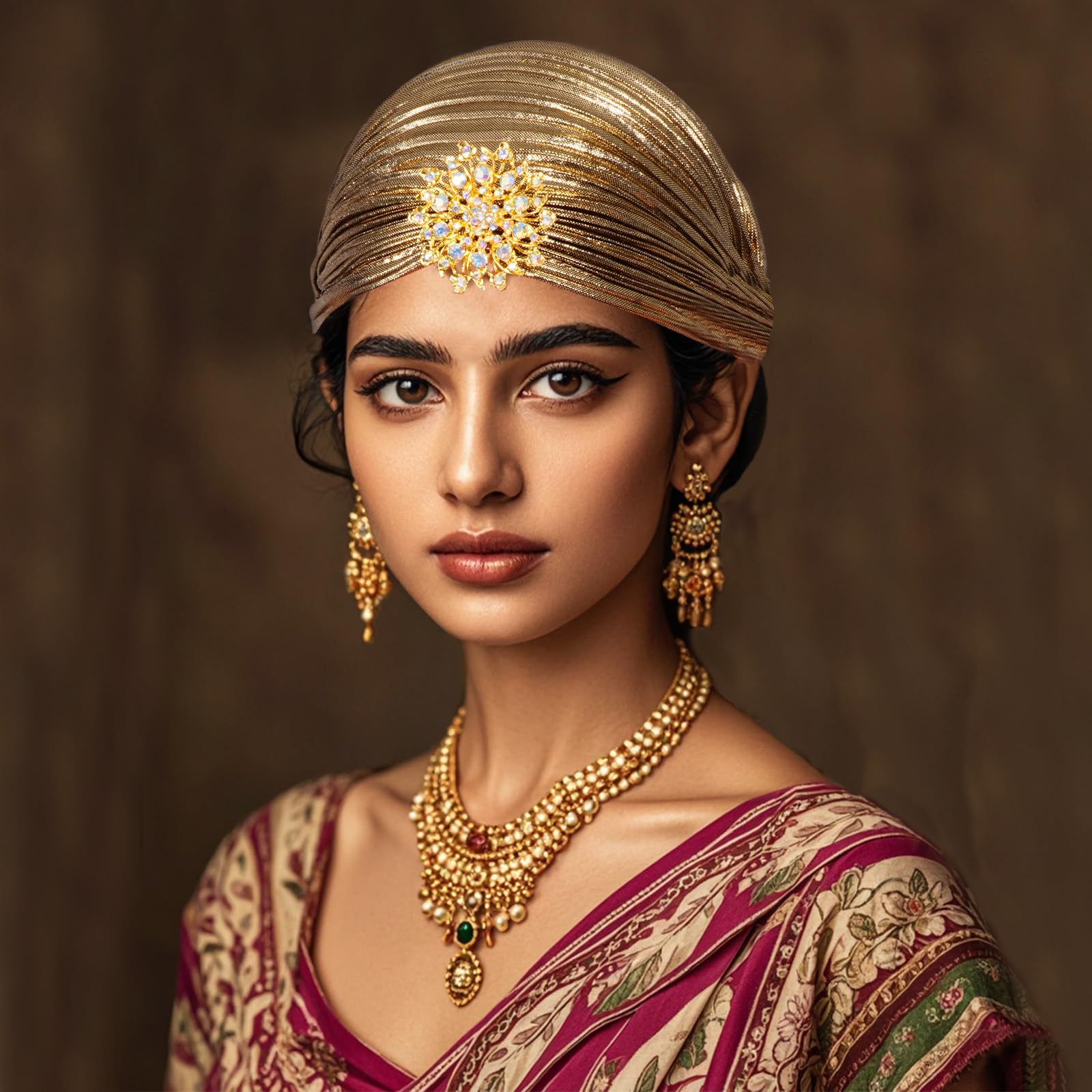 Turban damski kapelusz ze zdejmowaną broszką kryształową broszka w stylu lat 20. XX wieku, styl vintage, turban, elastyczna opaska na głowę, akcesoria do kostiumu Gatsby