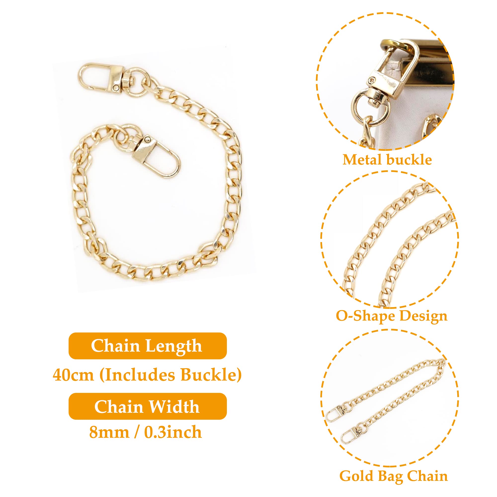 Lot De 3 Chaînes Dorées De Rechange Pour Sac à Main En Fer Plat Avec