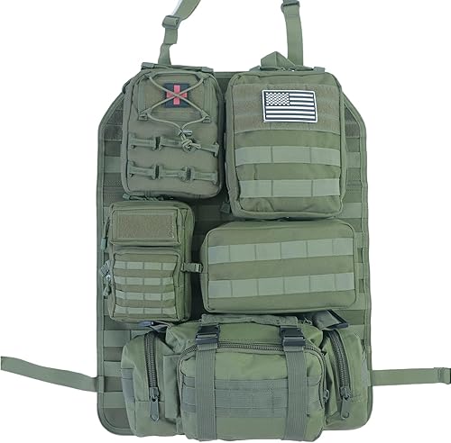 Miniatura 25 de Organizador táctico universal para respaldo de asiento, bolsa de almacenamiento con 5 bolsas Molle desmontables para todos los vehículos como Jeep