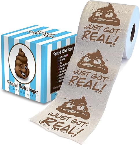 Poop Just Got Real - Papel higiénico impreso - Divertido rollo de papel higiénico para broma, sorpresa, decoración de baño, regalo novedoso para disponible en Yaxa Peru