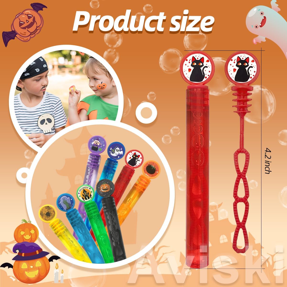 80 Pack Halloween Bubble Wands, Mini Bubble Wands for Halloween Party Favors, Toys for Girls Boys Kids Toddler Adults, Party Bag Stuffers Goodie Bag Filler, Classroom Prizes