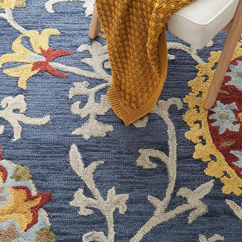 Image of Embossed Handmade GH Wool Thick Geometrical Carpet is a Stylish and Practical Addition to Any Living Room 7X9