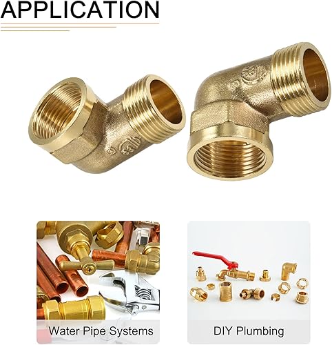 Miniatura 4 de DTGN G34 x G34 (hombre x hembra) Montaje de tubería de latón de 90 grados - Bueno para sistema de tubería de agua - Adaptador de codo de calle de