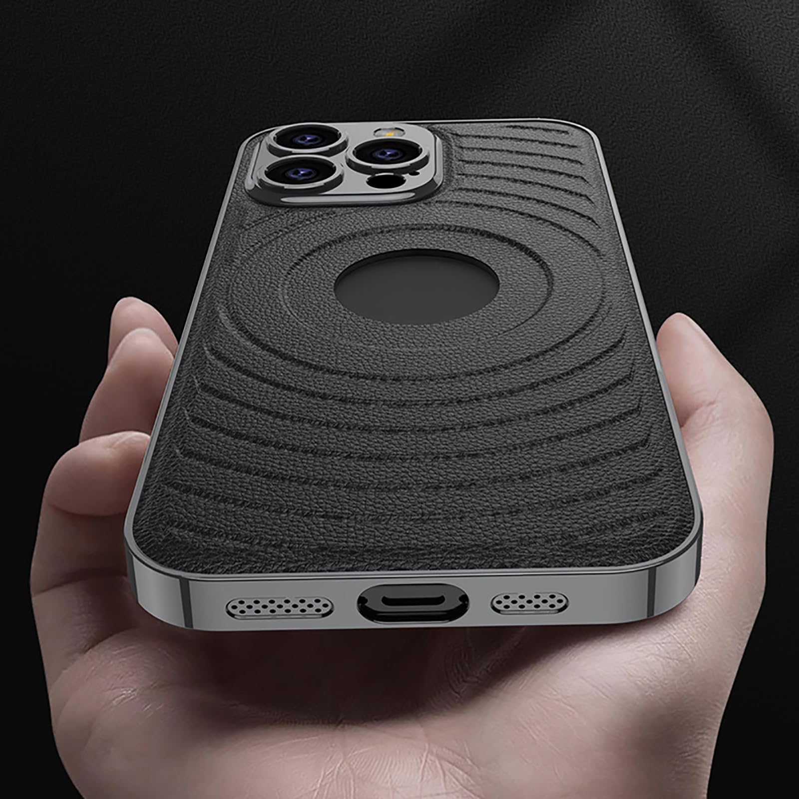 Magnetyczne etui do iPhone 16 Pro Max/16 Pro/16 Plus/16, ultracienkie skórzane etui z logo View kompleksowe etui ochronne na obiektyw, białe, 16 Pro