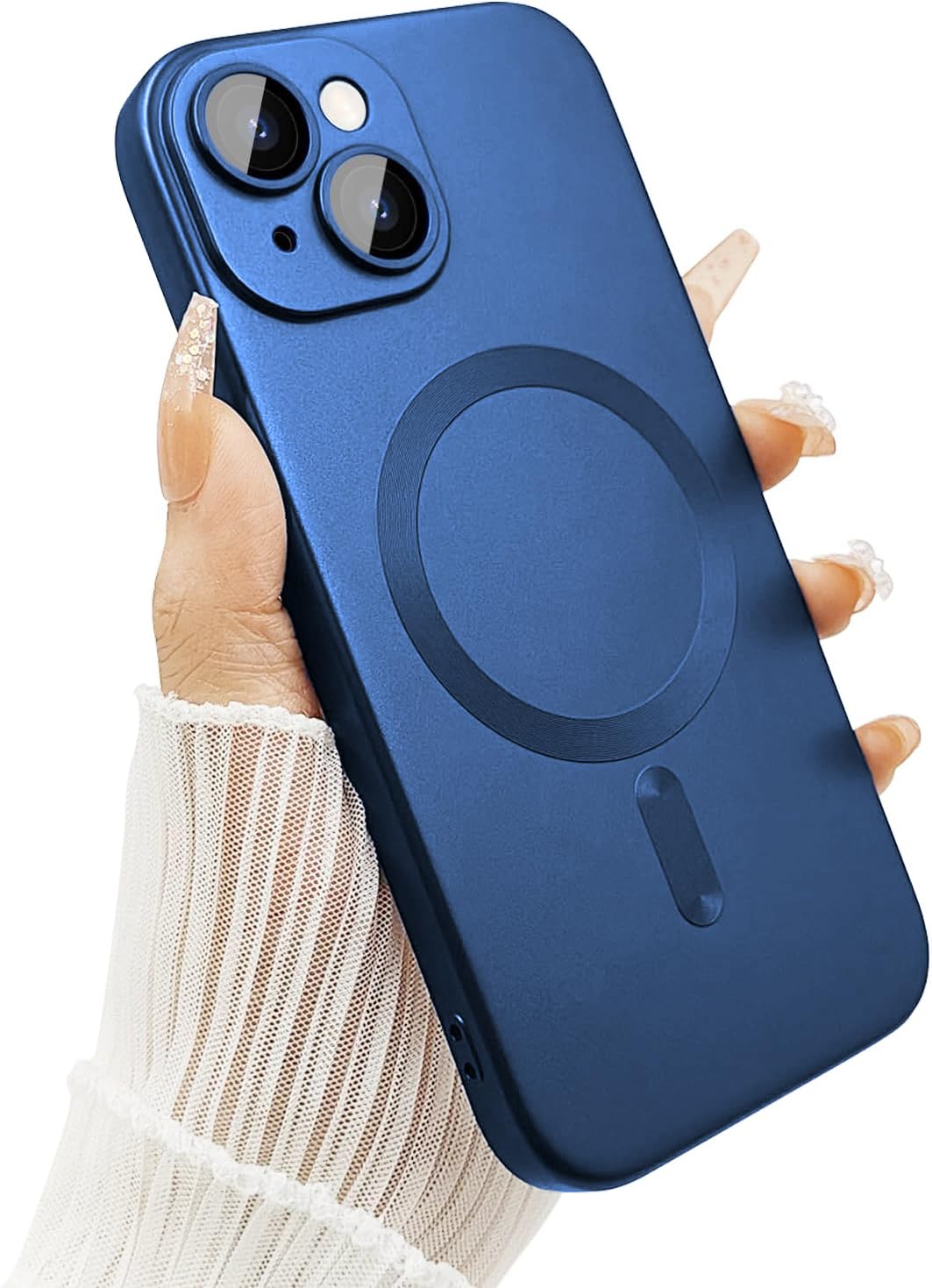 DIZORO® Magnetic Case for iPhone 13 / iPhone 14 Cover [Compatible with MagSafe][Built-in Camera Lens Protector] Slim Soft Silicone Bumper Shockproof Metallic Luster Back Cover Phone Cases (Desert) — Amazon image 9