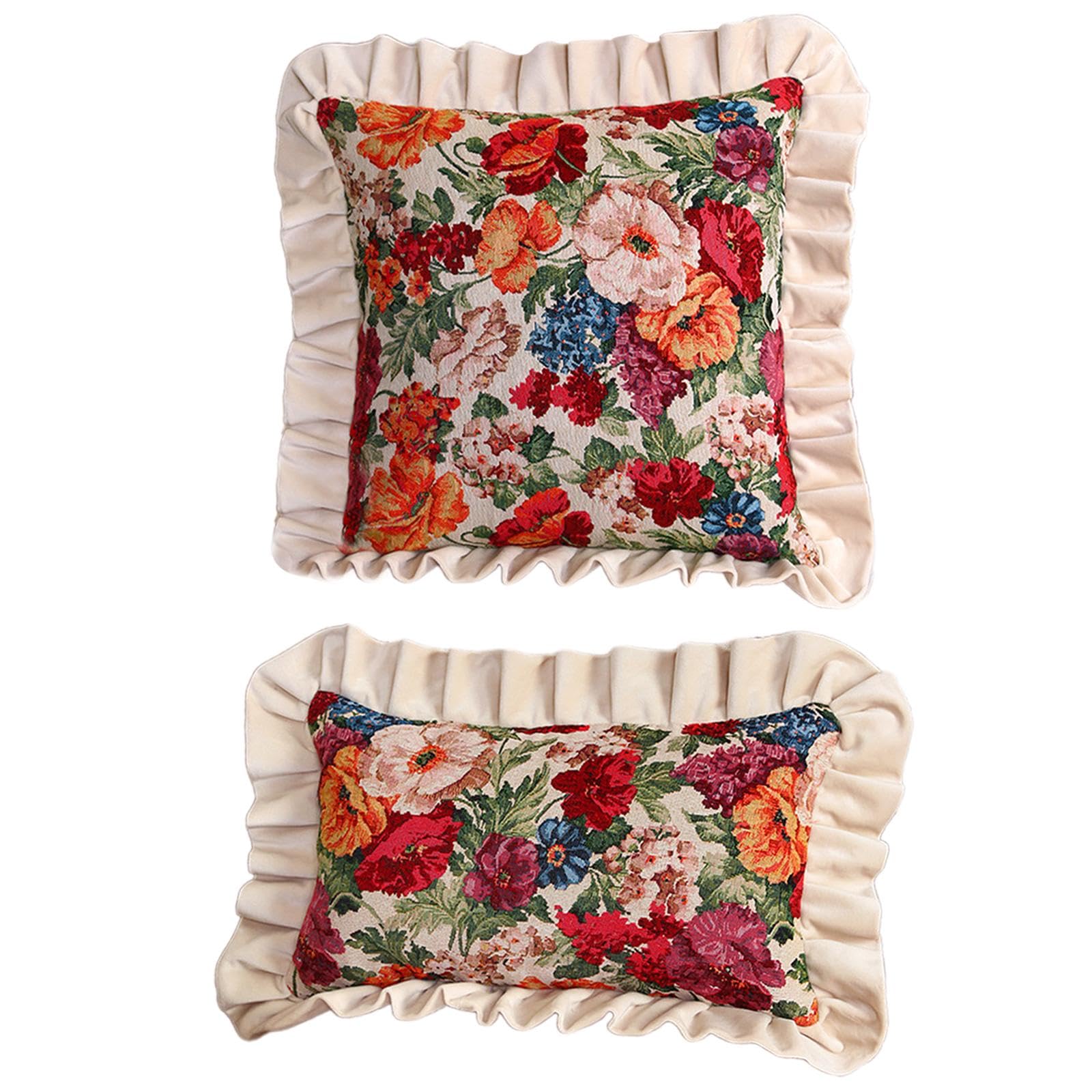Flower Decorative Throw Pillow Retro Soft Seat Cushion for Bedroom Dorm Cafe Square-image-10