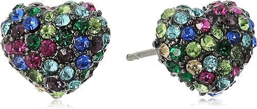 Betsey Johnson Pave Pendientes de botón de piedra multicolor multicolor, Vidrio