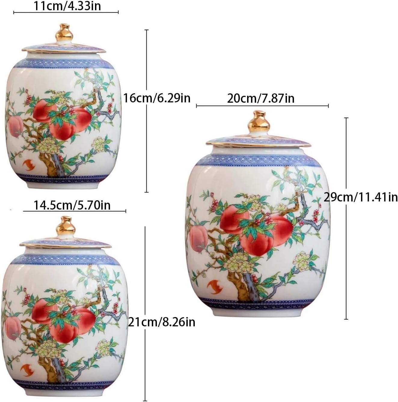 SONGCHAO Sugar Jar Chinese Style Ceramic Pot Tea Can Large Universal Jar Porcelain Jar Sealed Storage Jar Vase Container Home Decoration Tea Canister (Color : A-M)